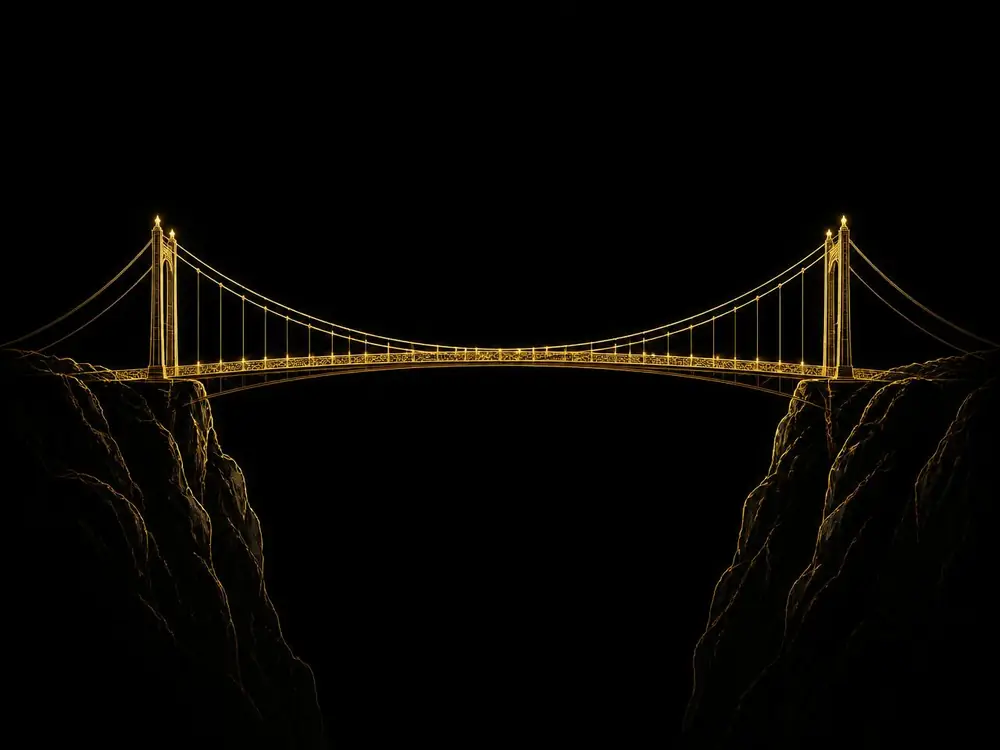Golden bridge spanning the gap between knowing and doing